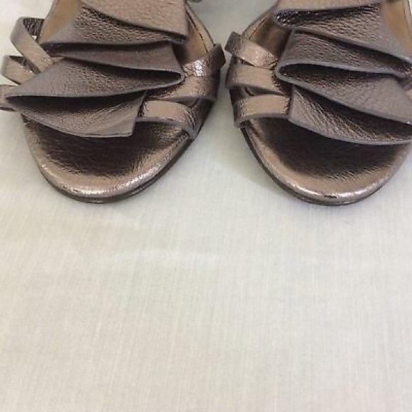 Nanette Lenore Heels Sandals Purple Leather Ruffle - Picture 6 of 8